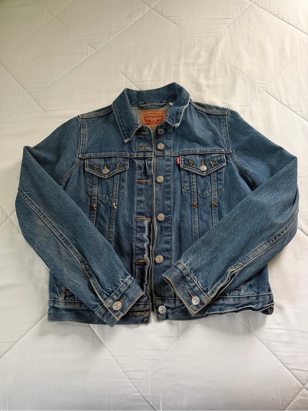 Levi's womens Dark Blue Denim Trucker Jacket with Star Studs